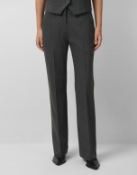 Medium grey Wales check straight trousers