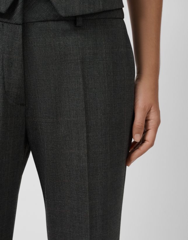 Medium grey Wales check straight trousers