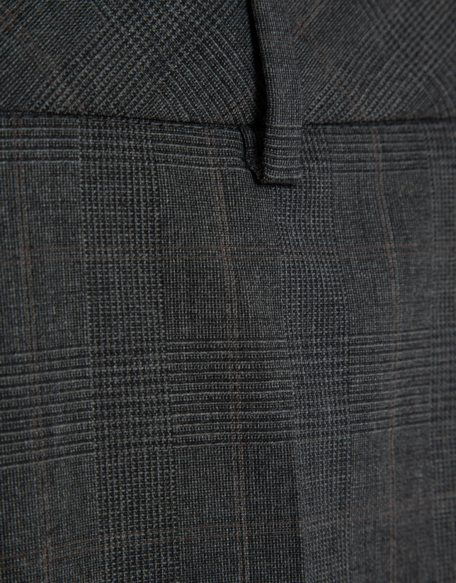 Pantalón recto cuadro gales gris medio
