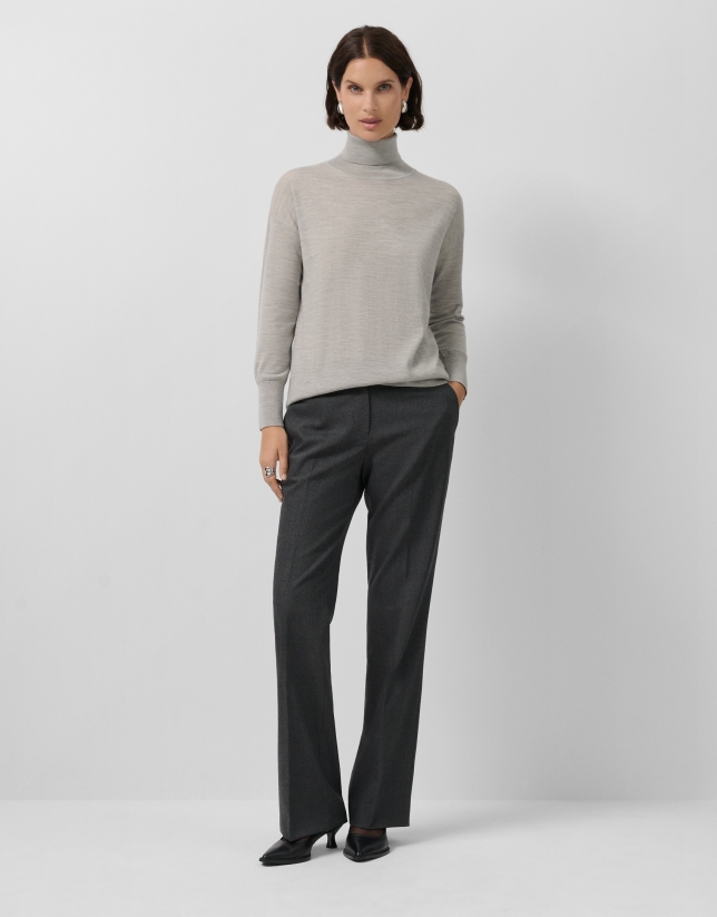Pantalón recto gris melange