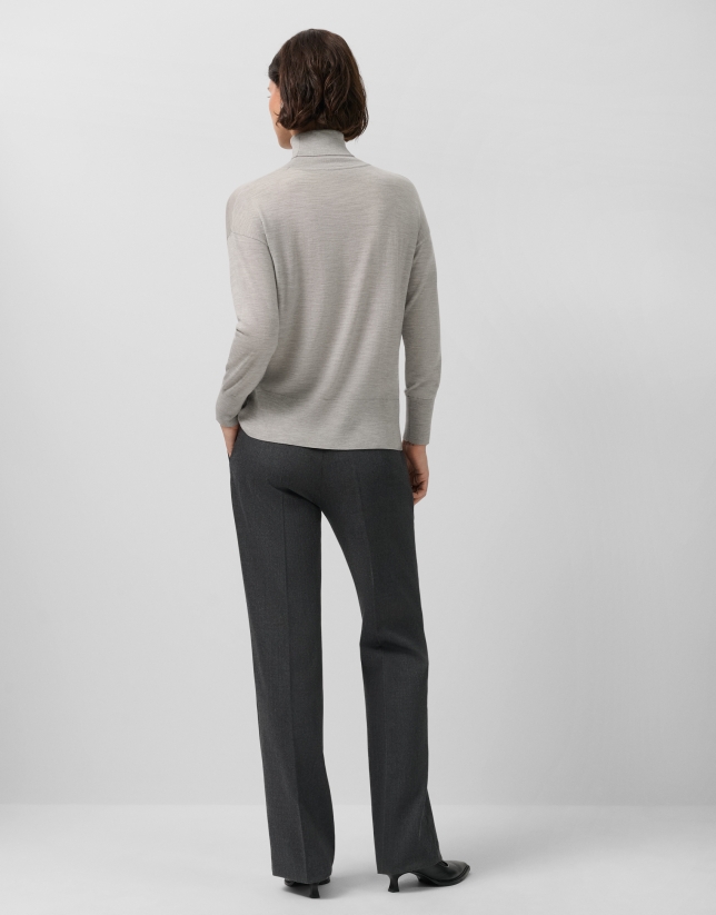 Pantalón recto gris melange