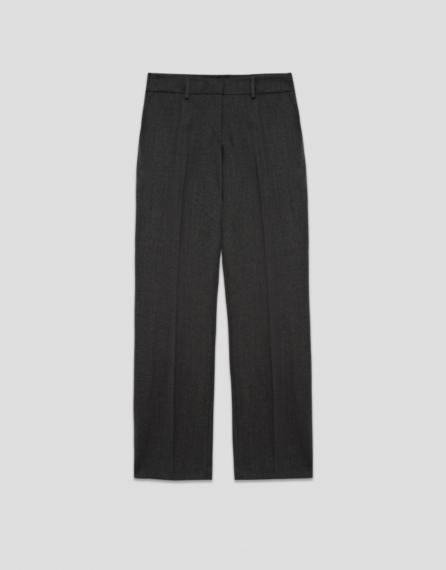 Pantalón recto gris melange