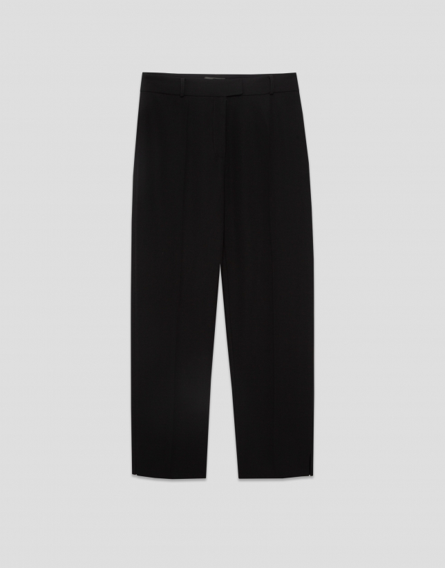 Pantalón recto crepé negro