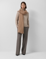 Pantalón recto con doble trabilla punté cámel