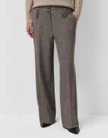 Pantalón recto con doble trabilla punté cámel