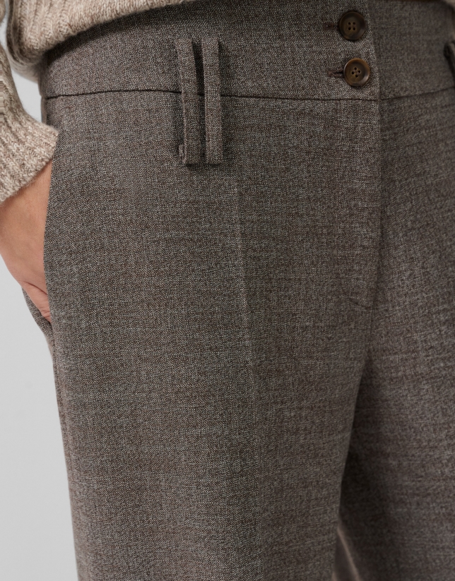 Pantalón recto con doble trabilla punté cámel