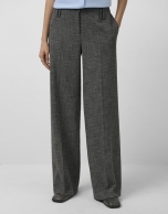 Pantalón recto con doble trabilla punté gris