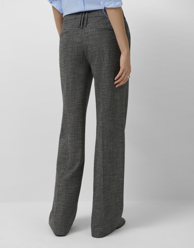 Pantalón recto con doble trabilla punté gris