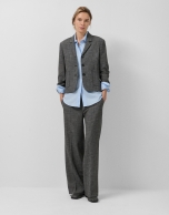 Pantalón recto con doble trabilla punté gris