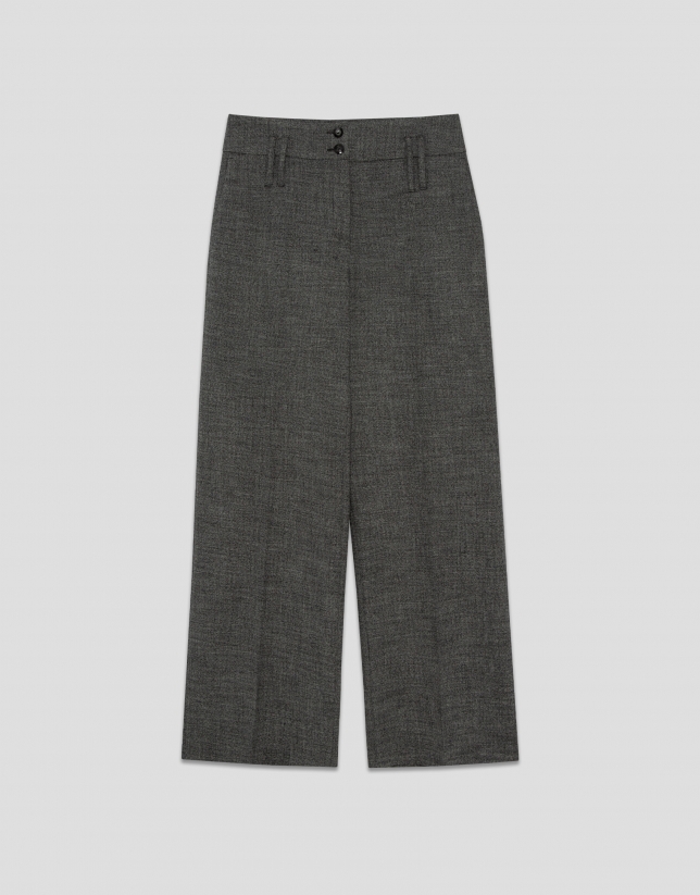 Pantalón recto con doble trabilla punté gris
