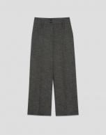 Pantalón recto con doble trabilla punté gris
