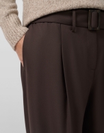 Wide trousers with brown belt