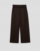 Wide trousers with brown belt