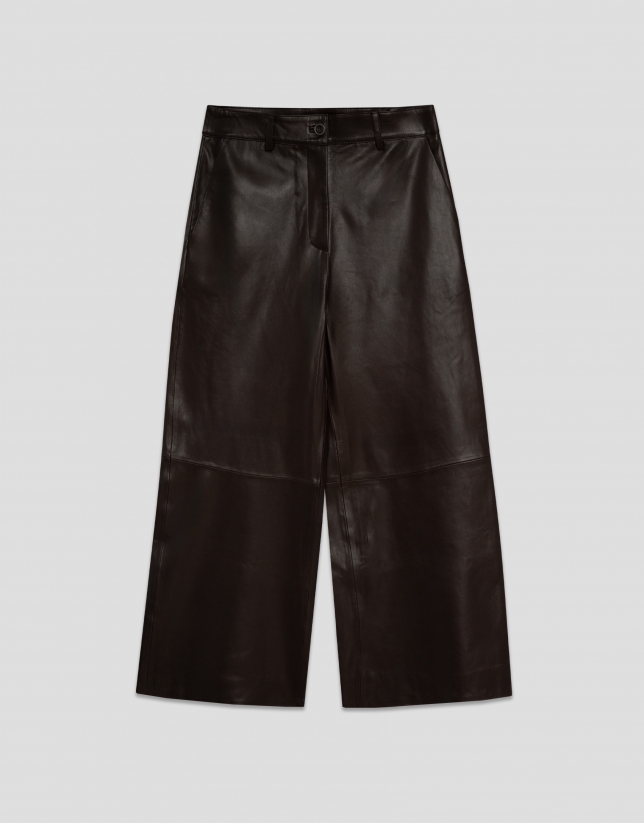 Pantalón ancho napa marrón