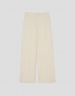 Pantalón recto talle alto crepé crudo
