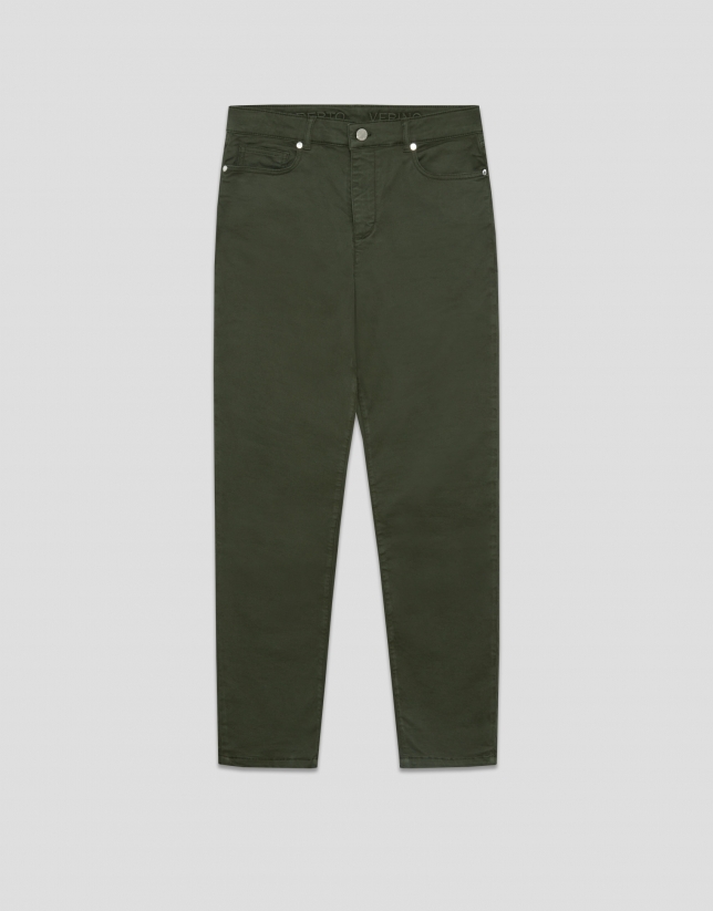 Pantalón cinco bolsillos algodón verde