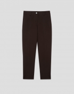 Pantalón punto elástico marrón