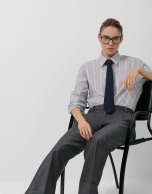 Men's cut pleated trousers in grey wool