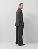Men's cut pleated trousers in grey wool