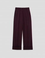 Pantalón pinzas corte masculino lana burdeos