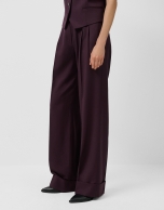 Pantalón pinzas corte masculino lana burdeos