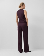 Pantalón pinzas corte masculino lana burdeos