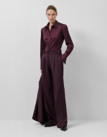 Pantalón pinzas corte masculino lana burdeos