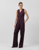 Pantalón pinzas corte masculino lana burdeos