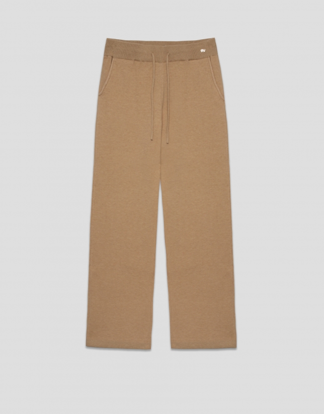 Beige knitted jogger pants