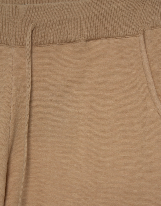 Beige knitted jogger pants