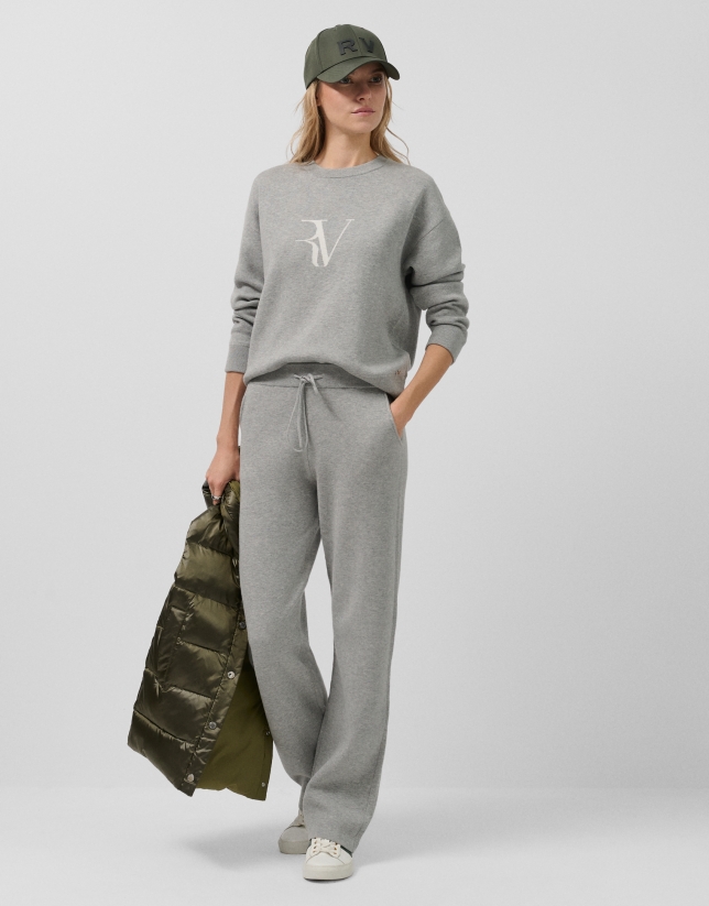 Pantalón jogger punto tricotado gris
