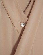 Beige oversized bow-neck blouse