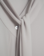 Oversized gray bow-neck blouse