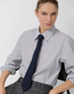 Navy blue striped men's shirt
