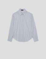 Navy blue striped men's shirt