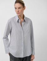 Navy blue striped men's shirt