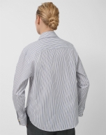 Navy blue striped men's shirt