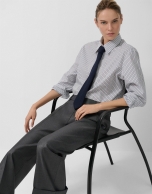 Navy blue striped men's shirt