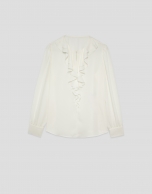 Blusa manga larga crudo con volante