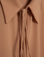 Camel crepe blouse with oversized cuffs
