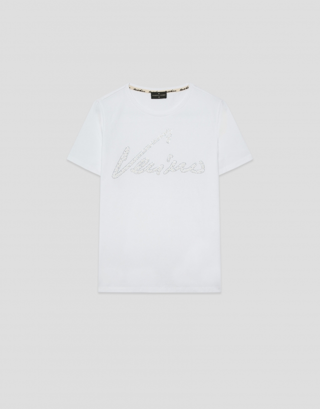 Camiseta manga corta blanca con letras Verino