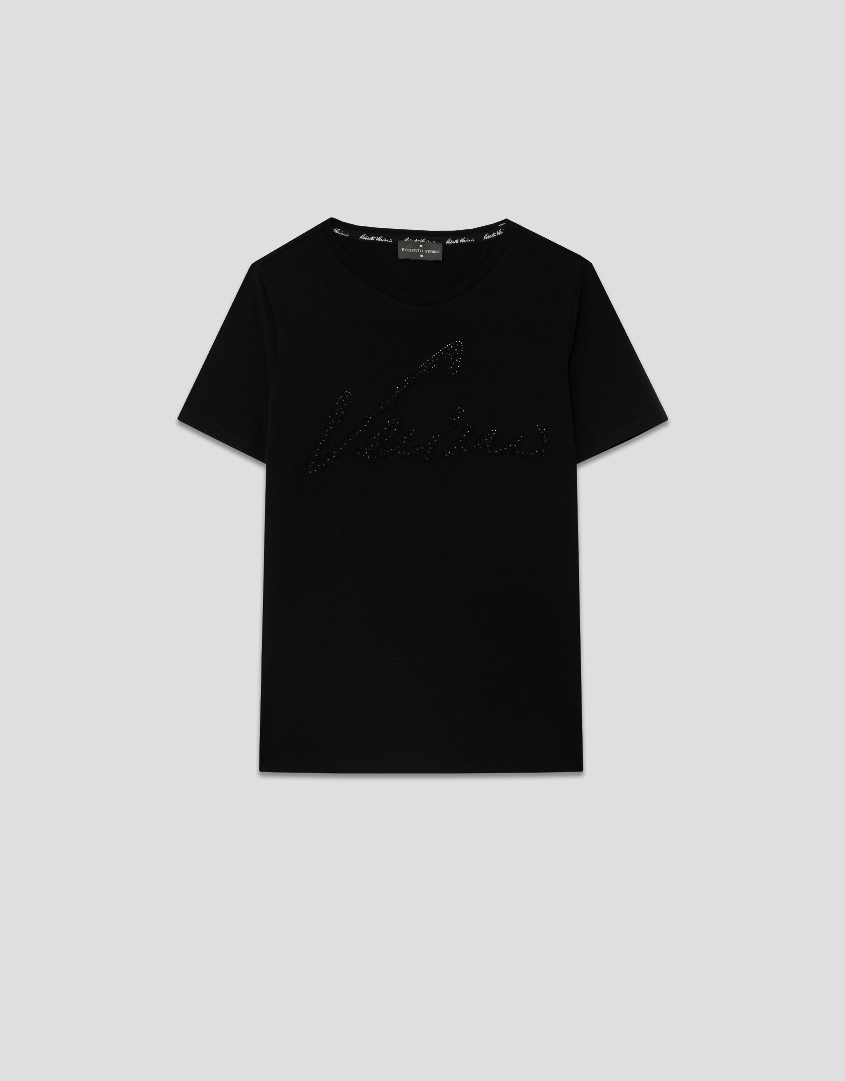 Black short sleeve t-shirt with Verino letters