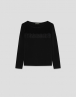 Black long sleeve t-shirt with plumeti tulle