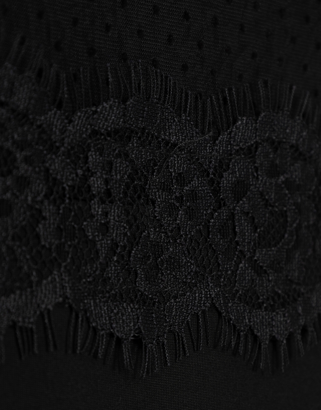 Black long sleeve t-shirt with plumeti tulle