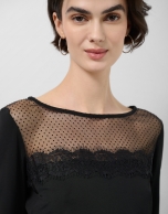 Black long sleeve t-shirt with plumeti tulle