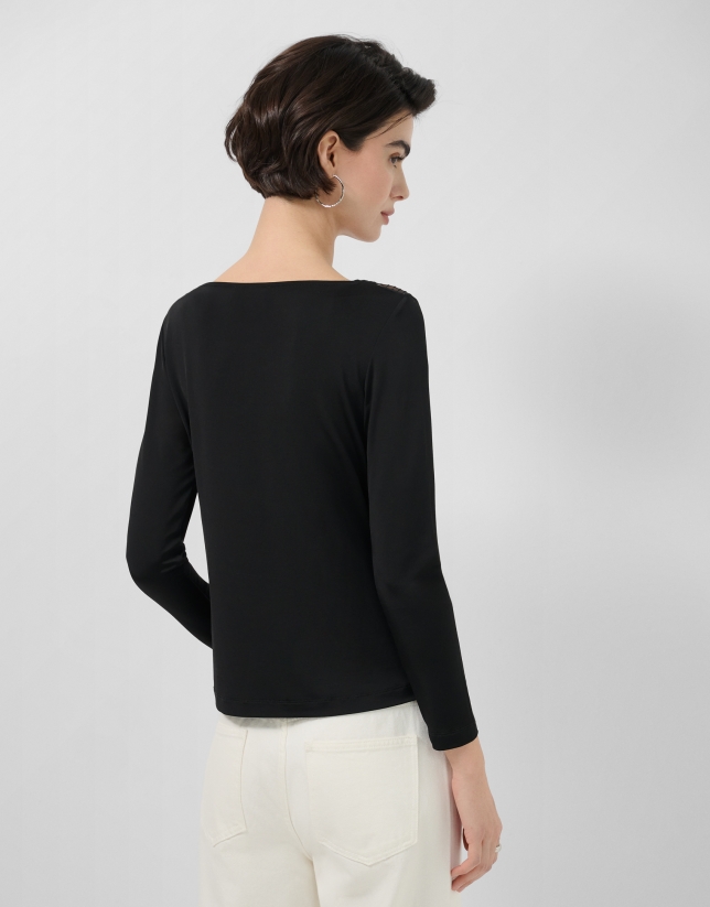 Black long sleeve t-shirt with plumeti tulle