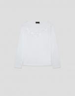 Camiseta manga larga blanca con bordado