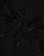 Black long-sleeved T-shirt with embroidery