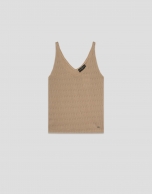 Beige knit T-shirt with straps