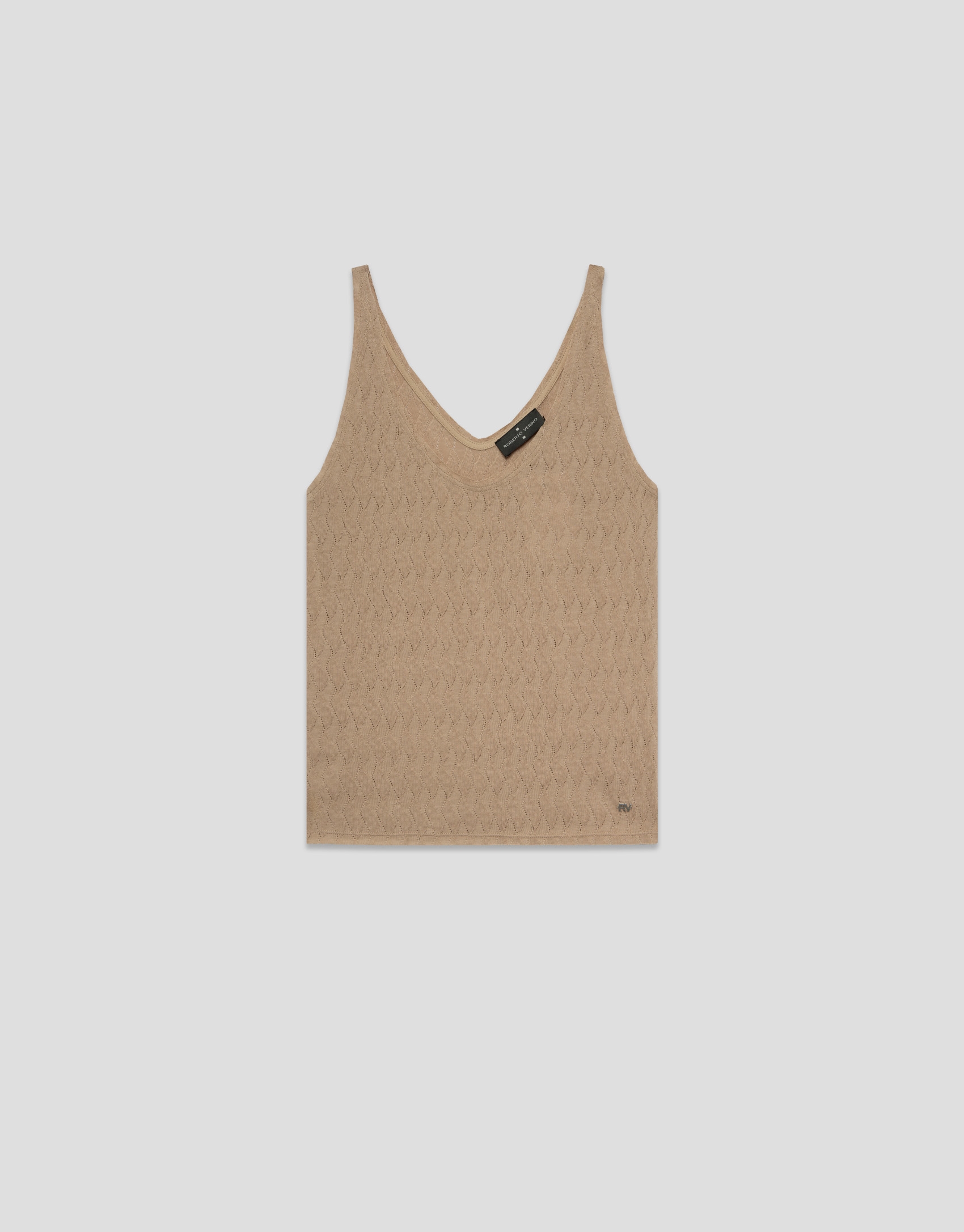 Beige knit T-shirt with straps